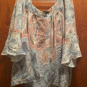 Zac & Rachel Paisley Blouse in Blue, Coral and Cream